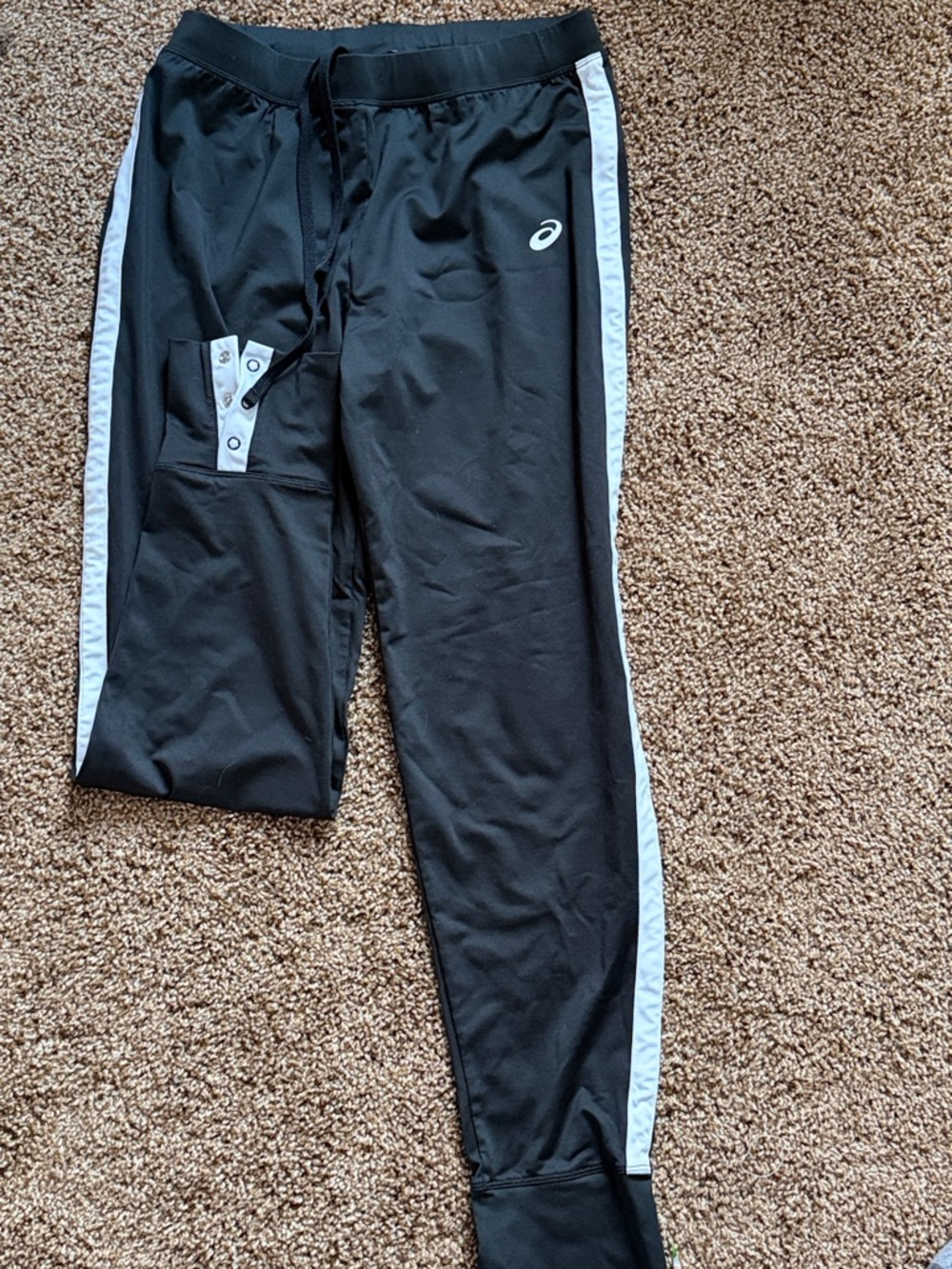 Asics Black Jogger Pants with White Side Panels